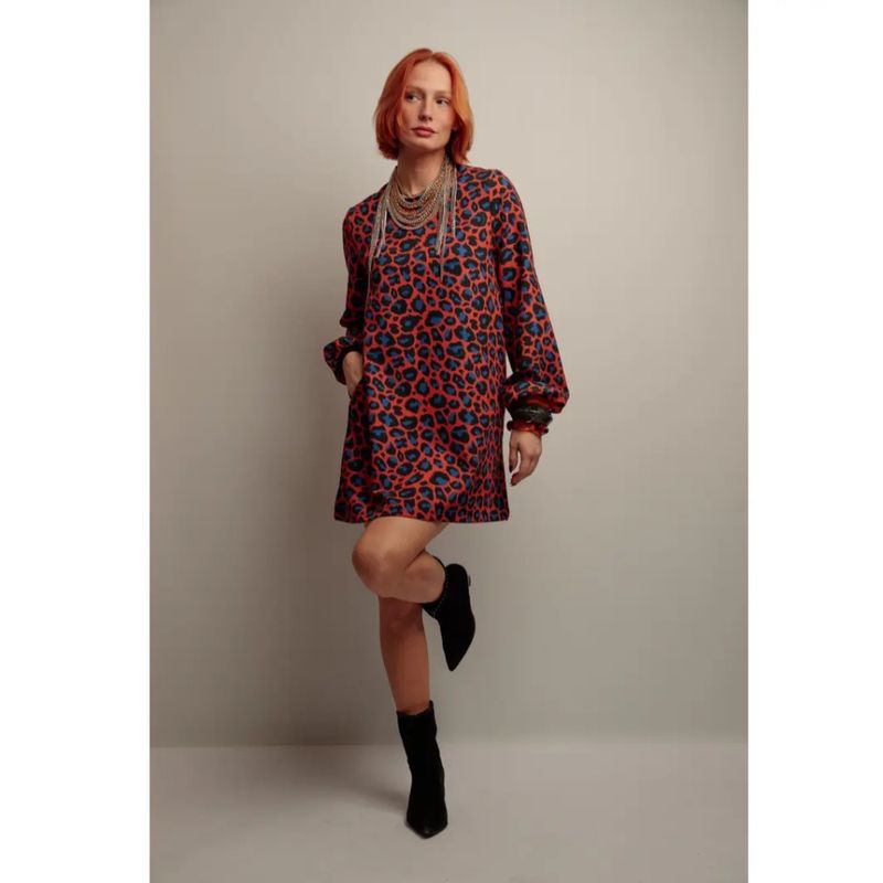 Amelia Print Caye Blå Kjole