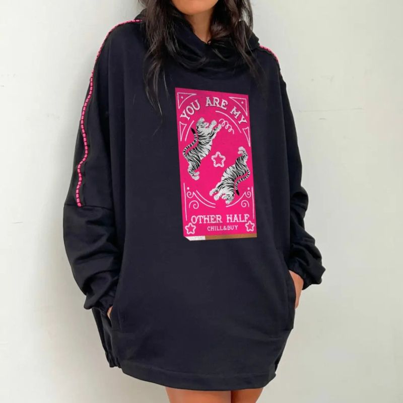 Oversized Sweatshirt med print foran