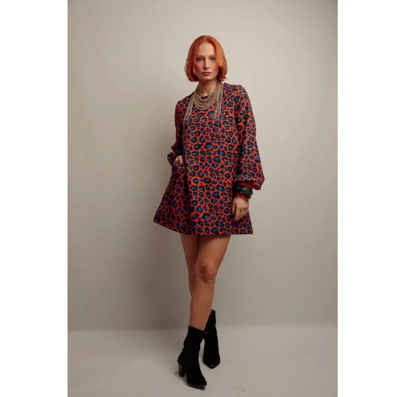 Amelia Print Caye Blå Kjole