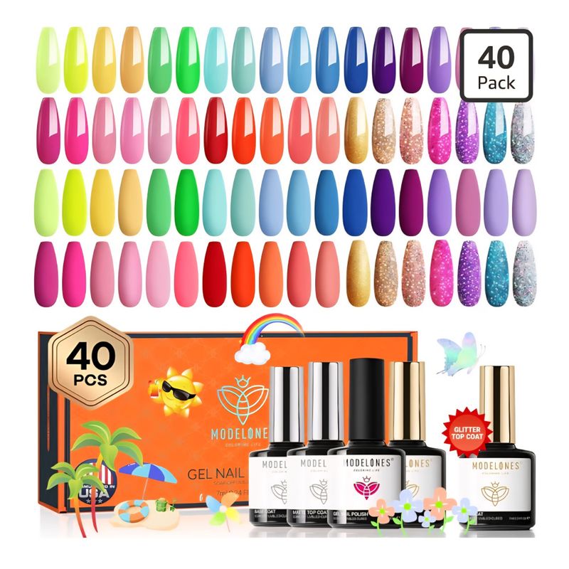 Gellakk sett med 28 farger, 3 top coates og base coat